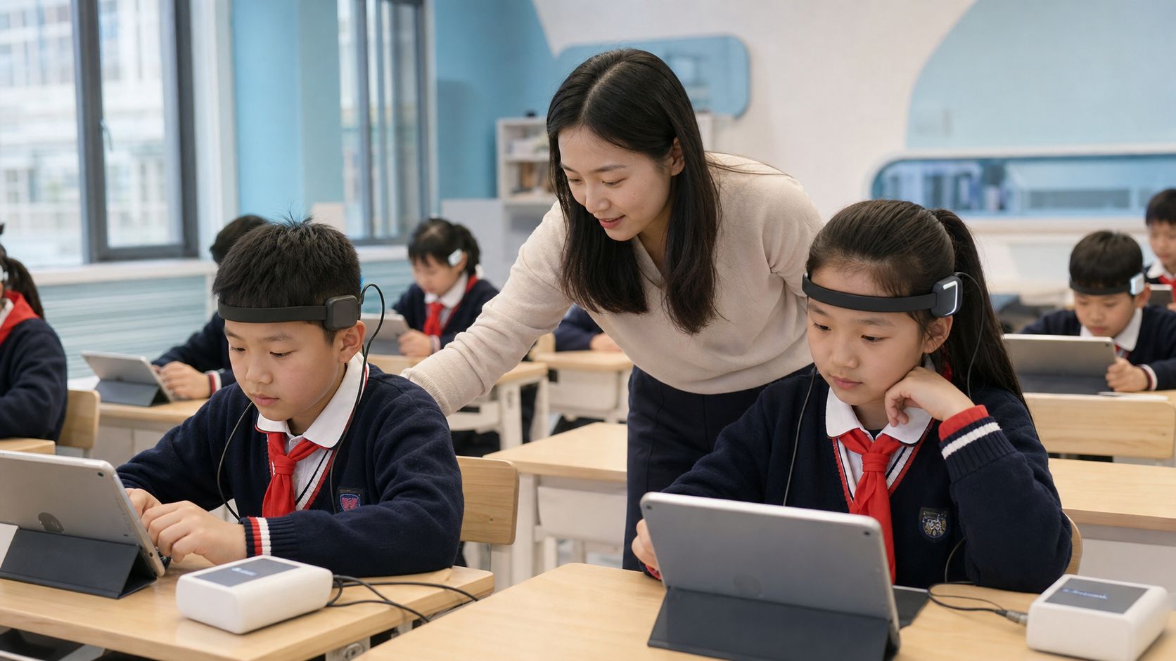 学校脑科学测评课堂场景示意